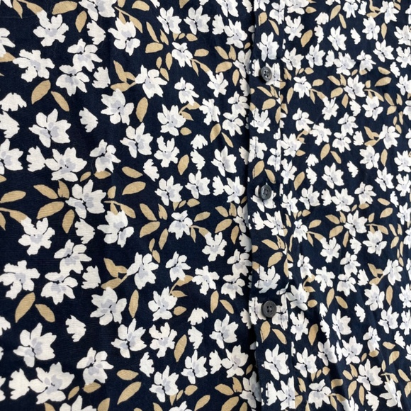 Michael Kors Slim Fit Short Sleeve Button Down Dress Shirt Navy Floral Men’s M - Picture 12 of 14